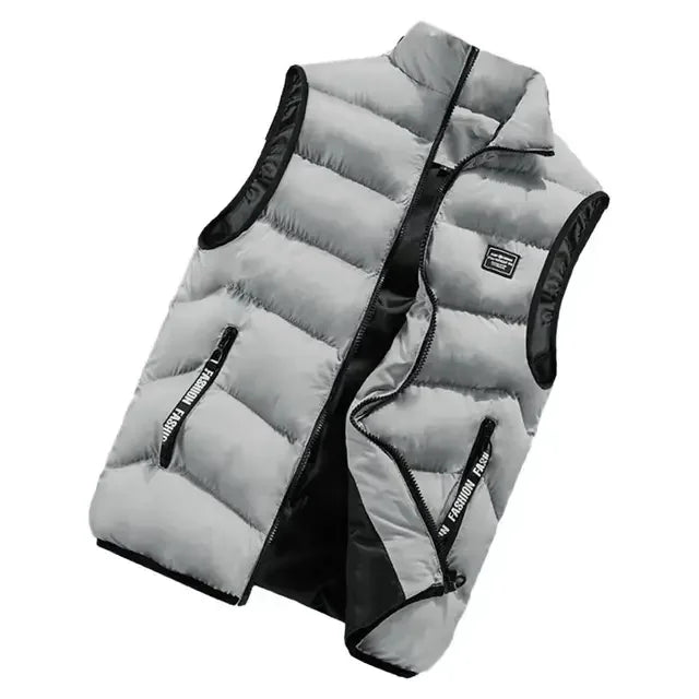 Trend Stand Collar Zipper Men Vests New Stylish Sleeveless Waistcoat Warmth Men Winter Vest Brand Winter Windproof Padded Vest