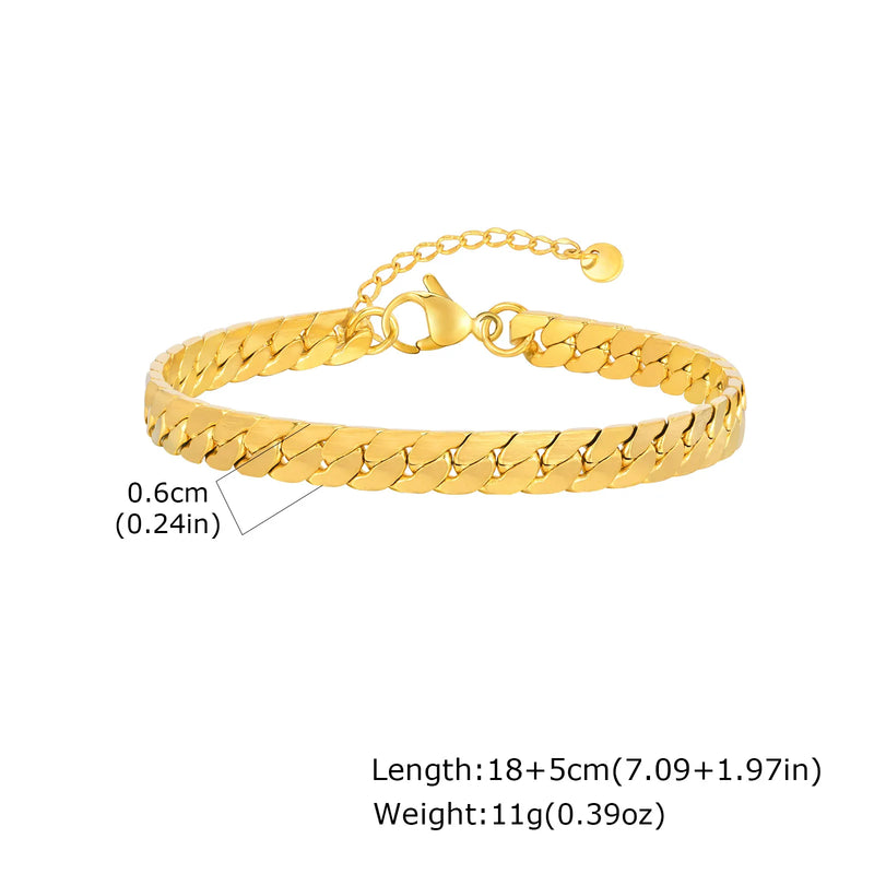 Gold Color Men's Chain Bracelet, Hip Hop Stainless Steel Chunky Wristband, Rock Punk Jewelry Gift for Dad - Visuel 11 | SAMAG