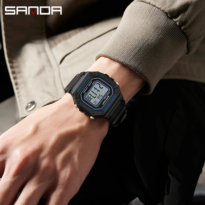 SANDA 2156 Fashion Mens Watch Military Water Resistant Sport Watches Army Big Dial Led Digital - Visuel 6 | SAMAG