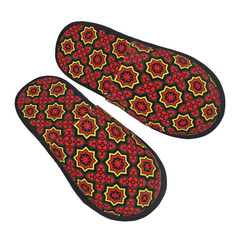 Custom Kizomba Samakaka Ankara Print Soft Memory Foam House Slippers Women African Wax Design Comfy Warm Anti-skid Sole Slipper