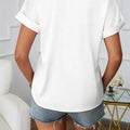 European Style Simple V-Neck Blouse for Women - Summer Short-Sleeved Loose-Fitting Slimming Professional Business Shirt