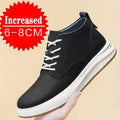 Men's genuine leather casual sports shoes new elevator shoes 8cm 6cm invisible height-enhancing shoes Men's elite sneakers
