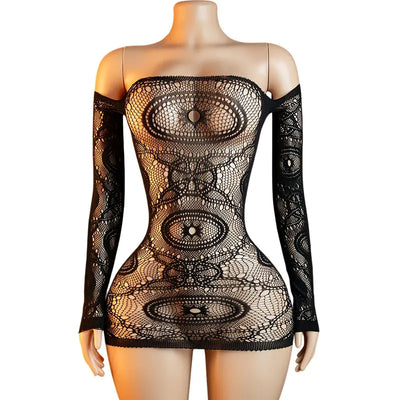 Erotic Babydoll Mini Dress Long Sleeve Off The Shoulder | SAMAG