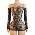 Erotic Babydoll Mini Dress Long Sleeve Off The Shoulder Sexy Costume Elegant Women's Bodycon Tights See-through Sexual Lingerie