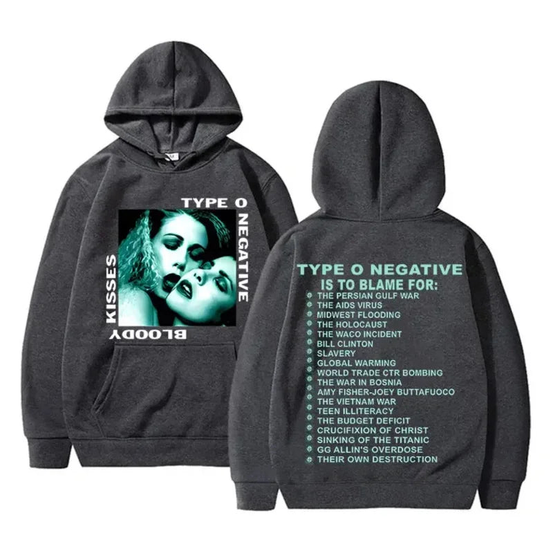 Rock Type O Negative 1993 Bloody Kisses Touring Album Print Men's hoodie High quality casual Hoodie