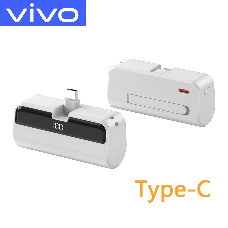 VIVO 50000mAh Capsule Power Bank 22.5W Fast Charging Powerbank LED Digital Display Portable External Battery For iPhone Samsung