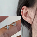VENTFILLE 925 Sterling Silve Star Hoop Earring for Women Zircon Geometry Wide Office Versatile Jewelry Birthday Gift Dropship
