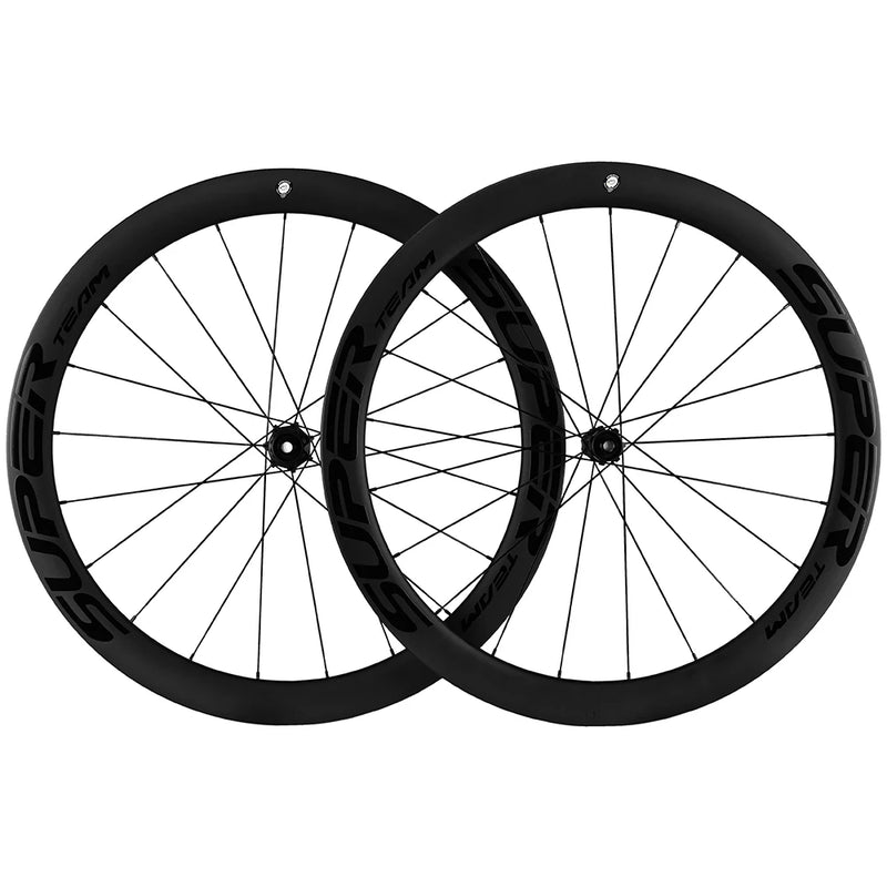 SUPERTEAM 700C Disc Brake Carbon Wheelset UCI Quality Carbon Rim Tubeless/Clincher Road Bike Wheels HG/XDR