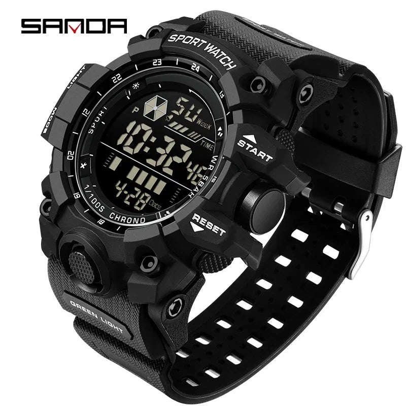 SANDA 6229 Men Outdoor Sports Watch Waterproof Analog Digital Show Multifunction Big Dial Electronic Wristwatch style Male Cloc