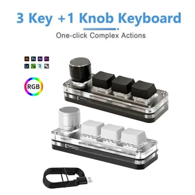 Mini Keyboard 3 Keys 1 Knob RGB Programming Macro | SAMAG