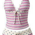 Women Bikinis Set Vintage Striped Floral Tankini Swimsuit | SAMAG