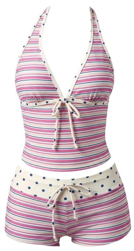Women Bikinis Set Vintage Striped Floral Tankini Swimsuit | SAMAG