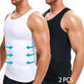 2PCS Men's Slimming Shirts High Compression Tummy Control Round Neck Body Shaper Top