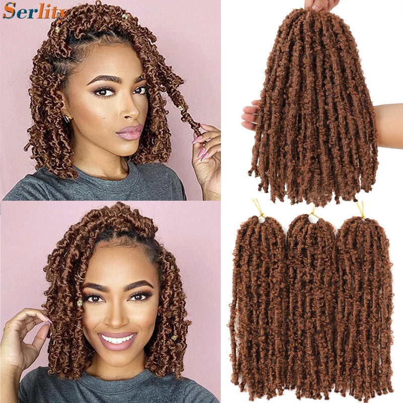 Short Butterfly Locs Crochet Hair Black Crochet Bob Hair 14”12” Light Weight Messy Distressed Butterfly Faux Locs Crochet Braids
