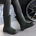 Stylish Men's Tall Rain Shoes New Cinch-Top Waterproof Non-Slip Mid-Calf Boots for Work Fishing Kitchen Use