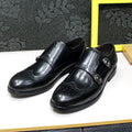 Men's Leather Loafers Double Buckle Monk Strap Handmade Dress Shoes Wingtip Pointed Toe Brogue Wedding Office Business Shoes