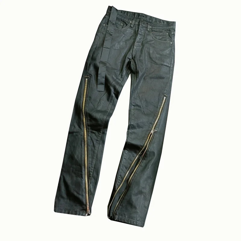Men‘s Oil wax Jeans Classic Denim Gothic Coated Casual | SAMAG