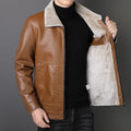 Mens Outwear Fleece Fur Collar Windbreaker Coat Male Pu Jacket Men Thick Warm Cashmere Military Bomber Tactical Leather Jackets
