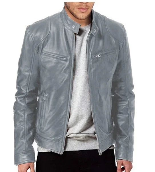 Spliced Faux Leather Men Coats Solid  Long Sleeve Cardigan Zipper Suede Outerwear Smart Casual Loose Pockets Solid Winter
