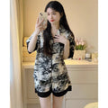 Chinese Elegant Ink and Wash Painting Women's Pajamas | SAMAG