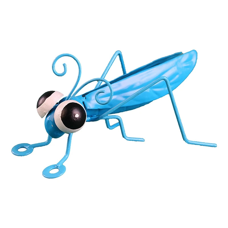 Garden Cute Metal Grasshopper Figurine Decor Outdoor Tree Wall Art Garden Grasshopper Statues Decoration For Yard Patio Backyard