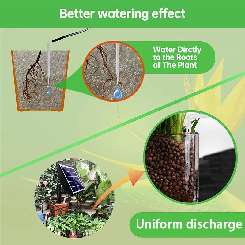 Solar Automatic Drip Irrigation System Kit Plant Water Machine with Anti Siphon Garden Outdoor Indoor Green Plant Water Jardin