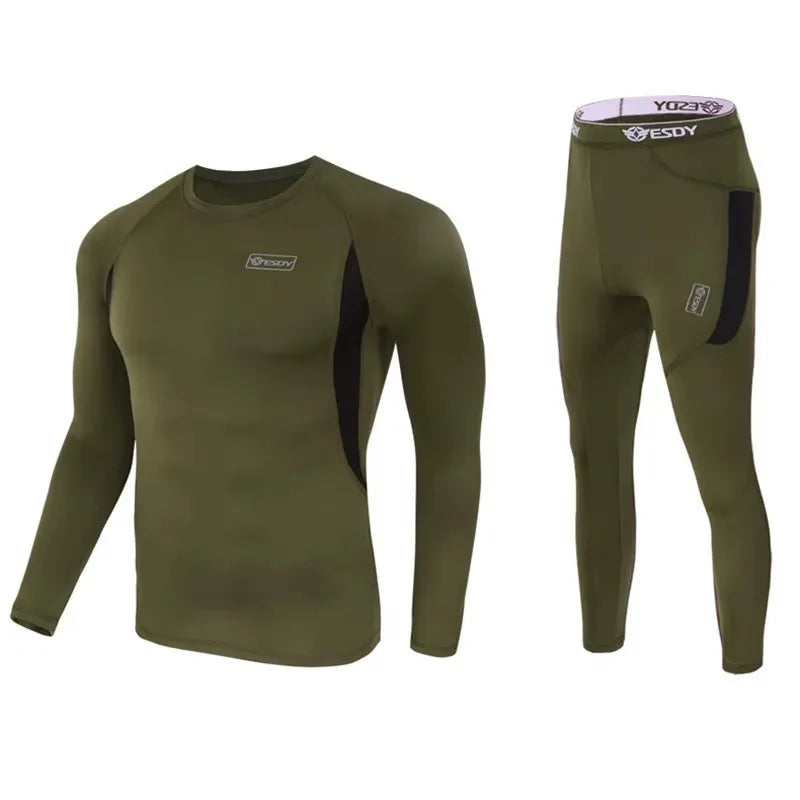 Winter Top Quality New Thermal Underwear Men Underwear Sets Compression Fleece Sweat Quick Drying Thermo Underwear Men Clothing