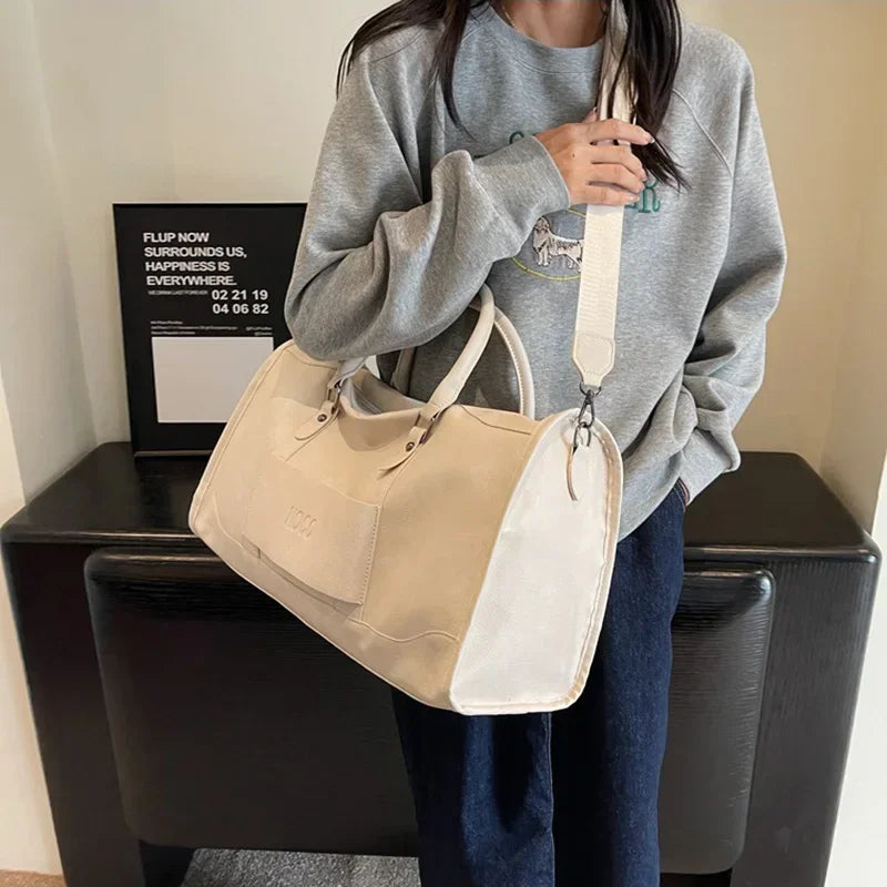 NamcheBarwa Large Travel Bag Pu Leather Golf Boston Bag Shoulder Handbag Leisure Sports Fitness Suitcase Weekender Duffle Bag