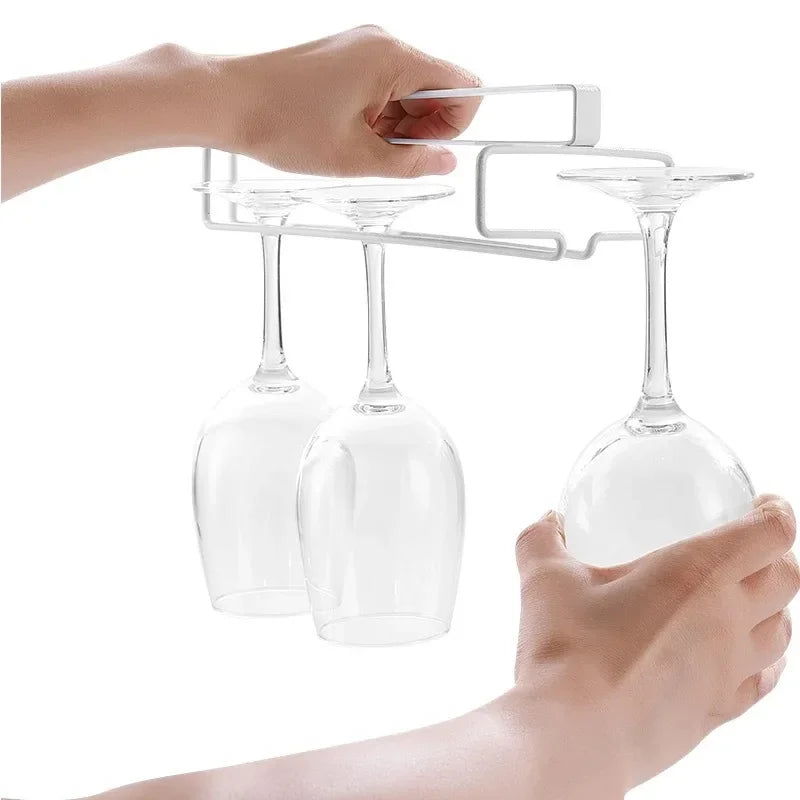No Drilling Metal Wine Glass Holder - Stemware Rack for Under Cabinet Storage Kitchen Organization - View 4 | SAMAG
