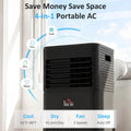 HOMCOM 8000 BTU Portable Air Conditioner with Dehumidifier, Cooling Fan, Sleep, Remote, 24H Timer, Auto Off, Black