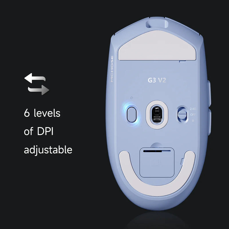 MCHOSE G3 V2 Wireless Gaming Mouse PAW 3395 Sensor Tri-mode 800mAh All-Around Grip Omron Mechanical Switches TTC Silver Wheel