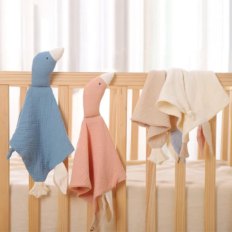 Baby Security Blanket Soft Cotton Muslin Comforter for Newborn Infant Sleeping Snuggle Toy Stuffed Animal Soothe Appease Towel