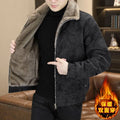 Winter Fleece and Thickened Leather Jacket for Men with A Fur Collar Warm and Casual American High-end Faux Fur One-piece Jacket