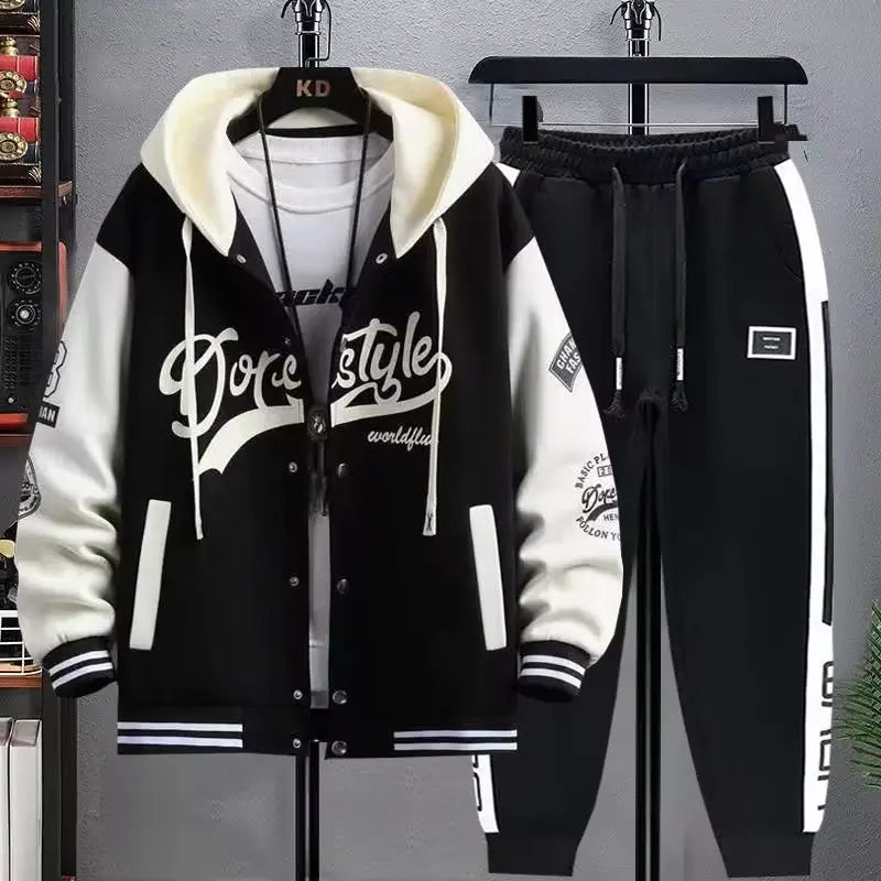 Men's Hooded Tracksuit Set Hoodie Jogger Pants 2 Piece Fashion Sports Wear Korean Popular Clothes Plus Size - View 11 | SAMAG