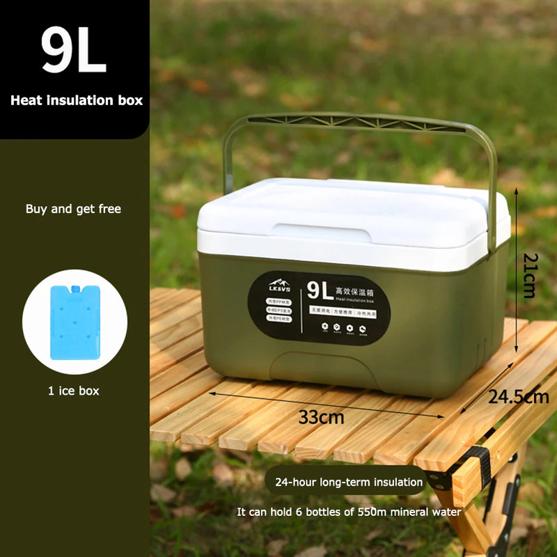 6/9L Camping Car Refrigerator Heat Preservation Mini Freezer Fridge Portable Barbecue Insulation Box for Outdoor Camping Fishing