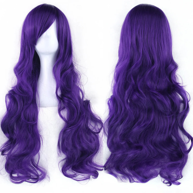Soowee Curly Long Synthetic Hair Green Wig Hairpiece Pink Black Party Hair Cosplay Wigs for Women