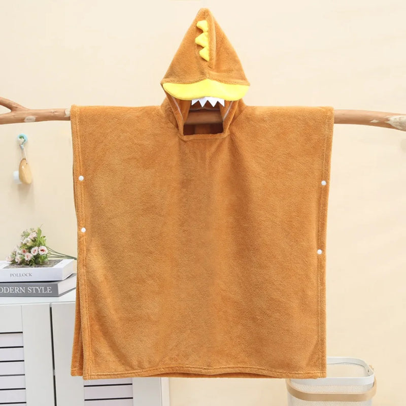 Comfortable Cartoon Baby Bath Towel Quick-Drying with Hat Cartoon Cloak Towel Absorbent Coral Velvet Hooded Bathrobe Children