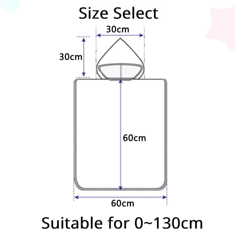 Cute Cartoon Baby Hooded Bath Towel Microfiber Soft Poncho Beach Towel Newborn Infant Cape Washcloth Kids Bathing Supplies