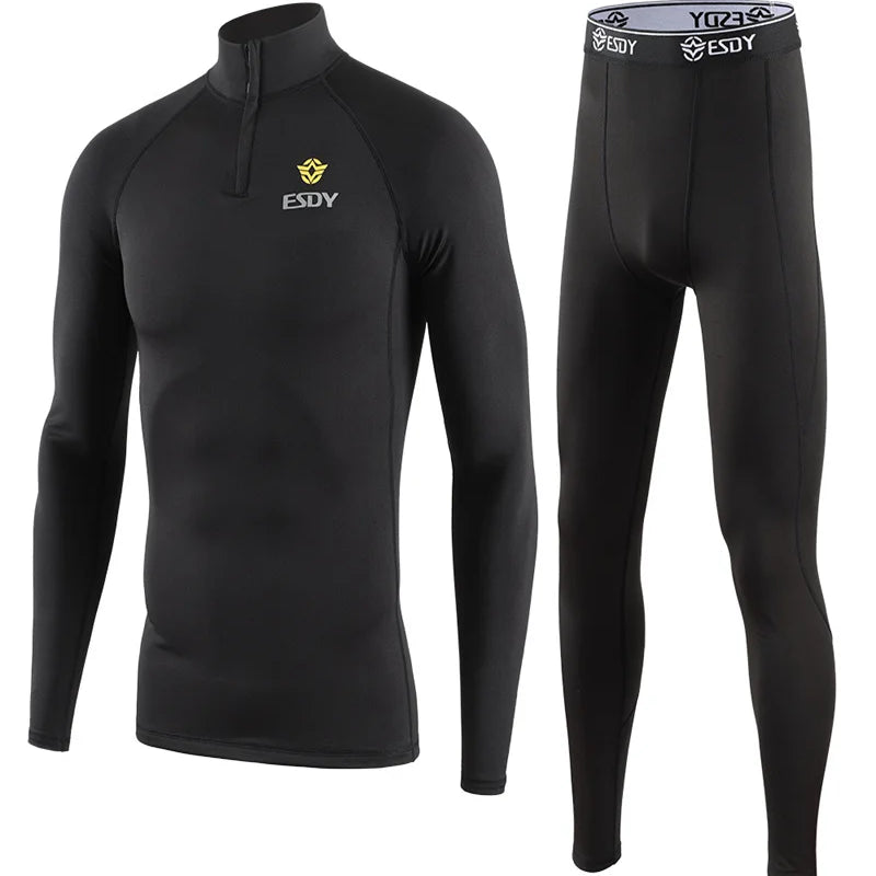 New Outdoor Sports Underwear Camo Training Long-Seeved Tops + Pants Suit Fitness Camping Army Hiking Hunting Underwear Clothes