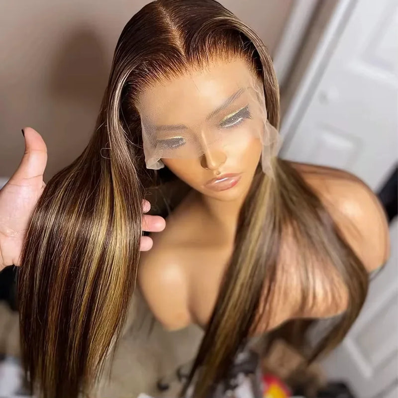 360 Full Lace Wig Highlight Ombre 30 40 Inch Bone Straight Human Hair Wigs 13x6 Hd Transparent Lace Frontal Wig Colored Human Hair Pre Plucked Wig For Women