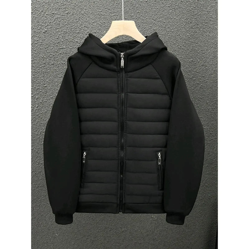 Trendy Hooded Solid Color Cotton Coat Jacket Grey Black White Loose Fit Versatile Casual Unique Couple Style Jacket For Men