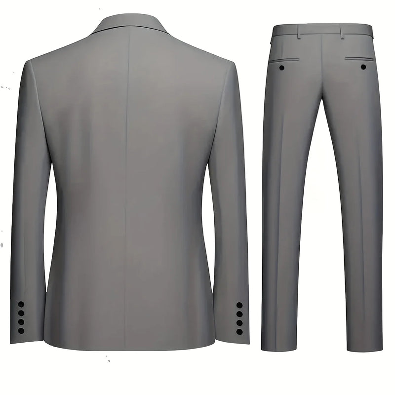 Men's Burgundy 2-Piece Suit Set (Blazer + Trousers Only, No Vest Included),Slim Fit Formal Business Wedding Party Jacket & Pants