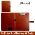 1Pc Texture PU Leather Multi-Functional Folder A4 Clip Pen Holder Card Slots - Business Office Meeting Organizer for Bank/Sales