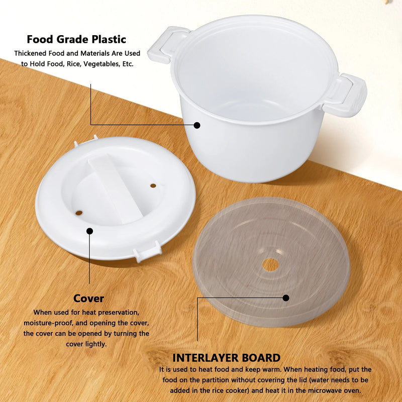 Microwave Rice Cooker Household Micro-Wave Oven Microwaveable Steamer Plastic Pasta Pot Microwaveable Rice Cooker