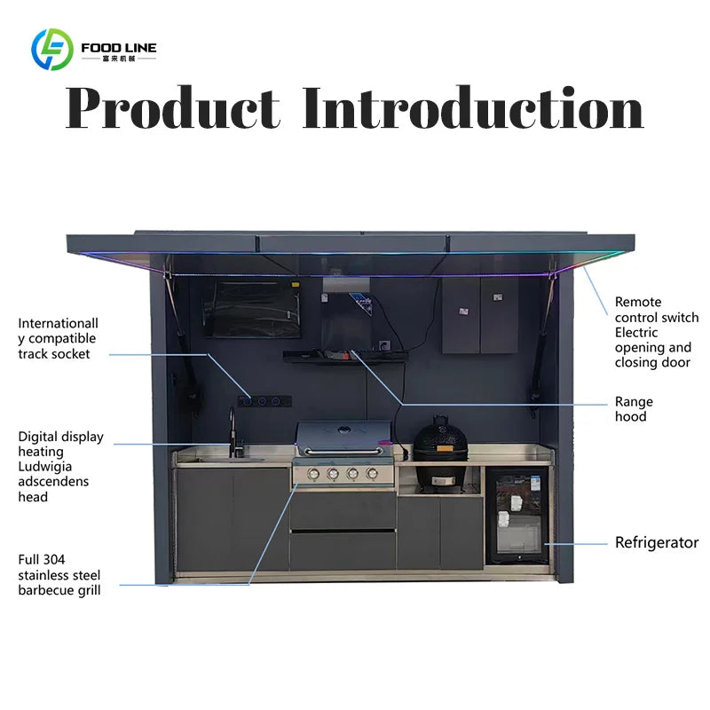 Customized simple elegant outdoor kitchen cabinet set waterproof unit for outdoor barbecue kitchen