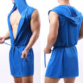 Men Hooded Bathrobes Summer Sleeveless Homewear Silk Pajamas Bathrobe Mens Robes Sleepwear Kimono Dressing Gown with Hood