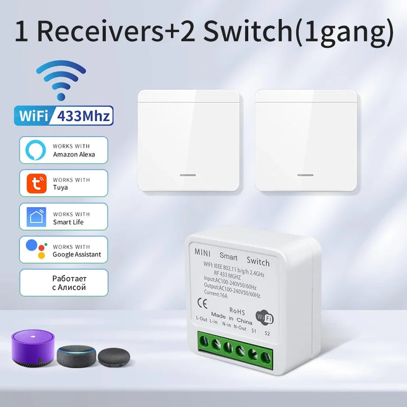 Wifi Smart Switch for Led Lighting Tuya Smart Life RF 433MHz Remote Voice Control Alexa Google Alice 1/2/3 Gang Wireless Switch