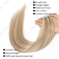 MRSHAIR Tape in Hair Extensions Human Hair Blonde Seamless Tape Hair Extensions 4x0.8cm Skin Weft PU Tape On Hair 20PCS 12"-24"
