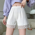 Anti-emptied Lace Safety Shorts New Thin Ice Silk Pants Breathable Home Pants Women Pajamas Shorts Lolita Summer Safety Pants