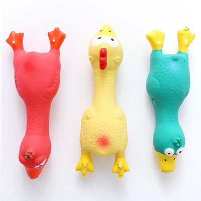 Cute Dog Squeak Toy Latex Chicken Shape Durable Chew | SAMAG